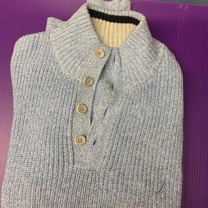 Nautica Four Button Mock Neck Sweater. Men's Large